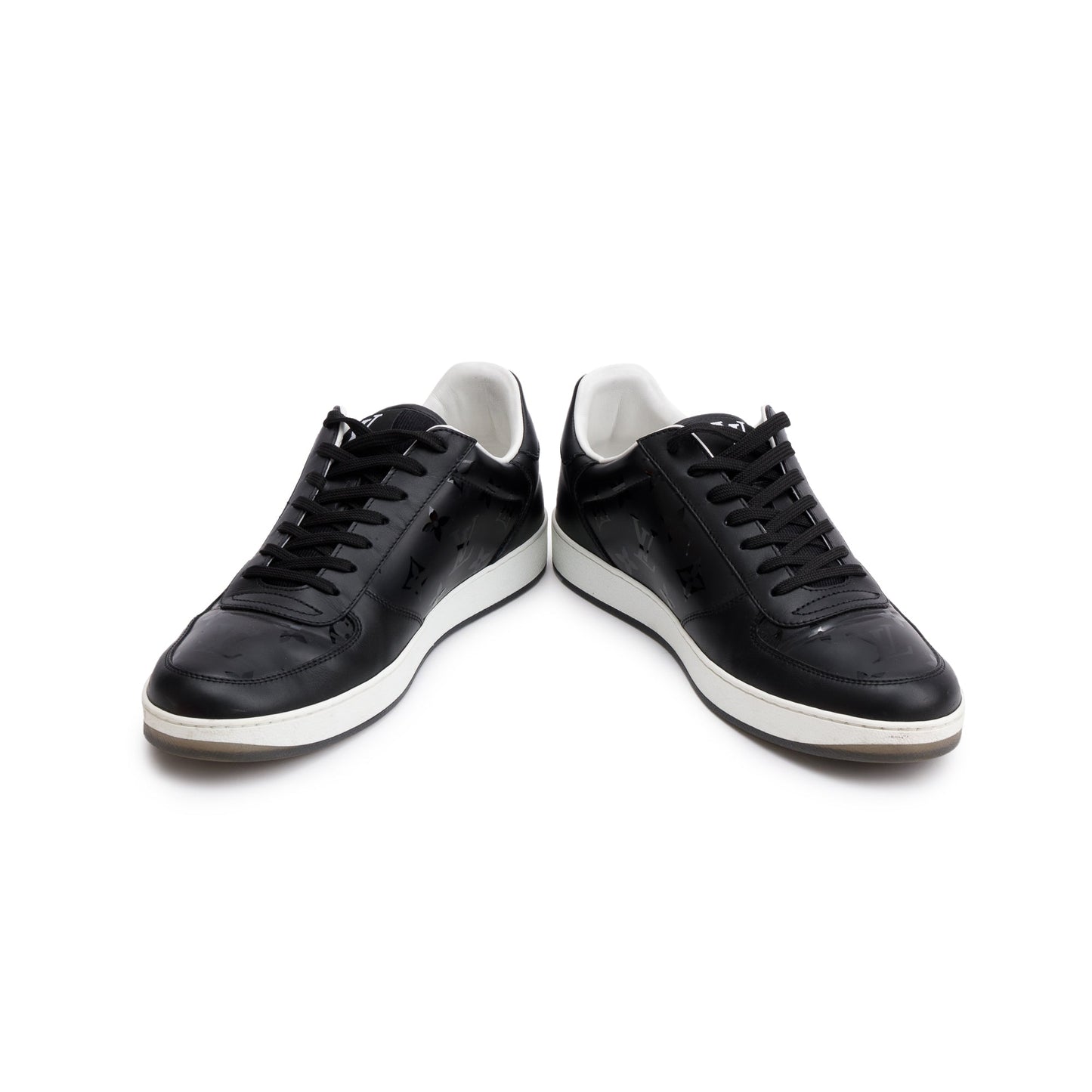 Louis Vuitton Black Monogram Leather Rivoli Men's Sneakers, Size 7.5