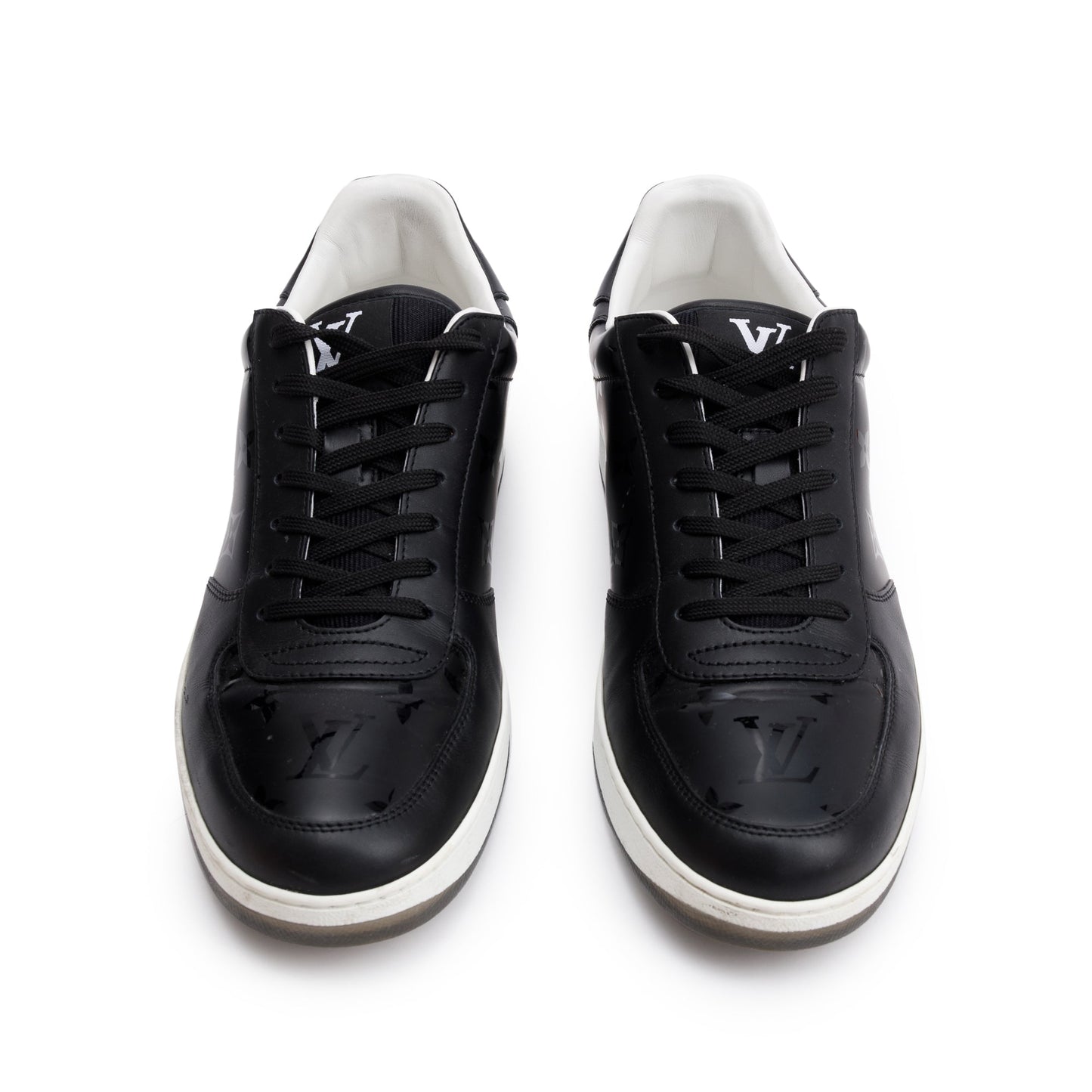 Louis Vuitton Black Monogram Leather Rivoli Men's Sneakers, Size 7.5