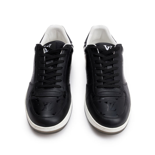 Louis Vuitton Black Monogram Leather Rivoli Men's Sneakers, Size 7.5