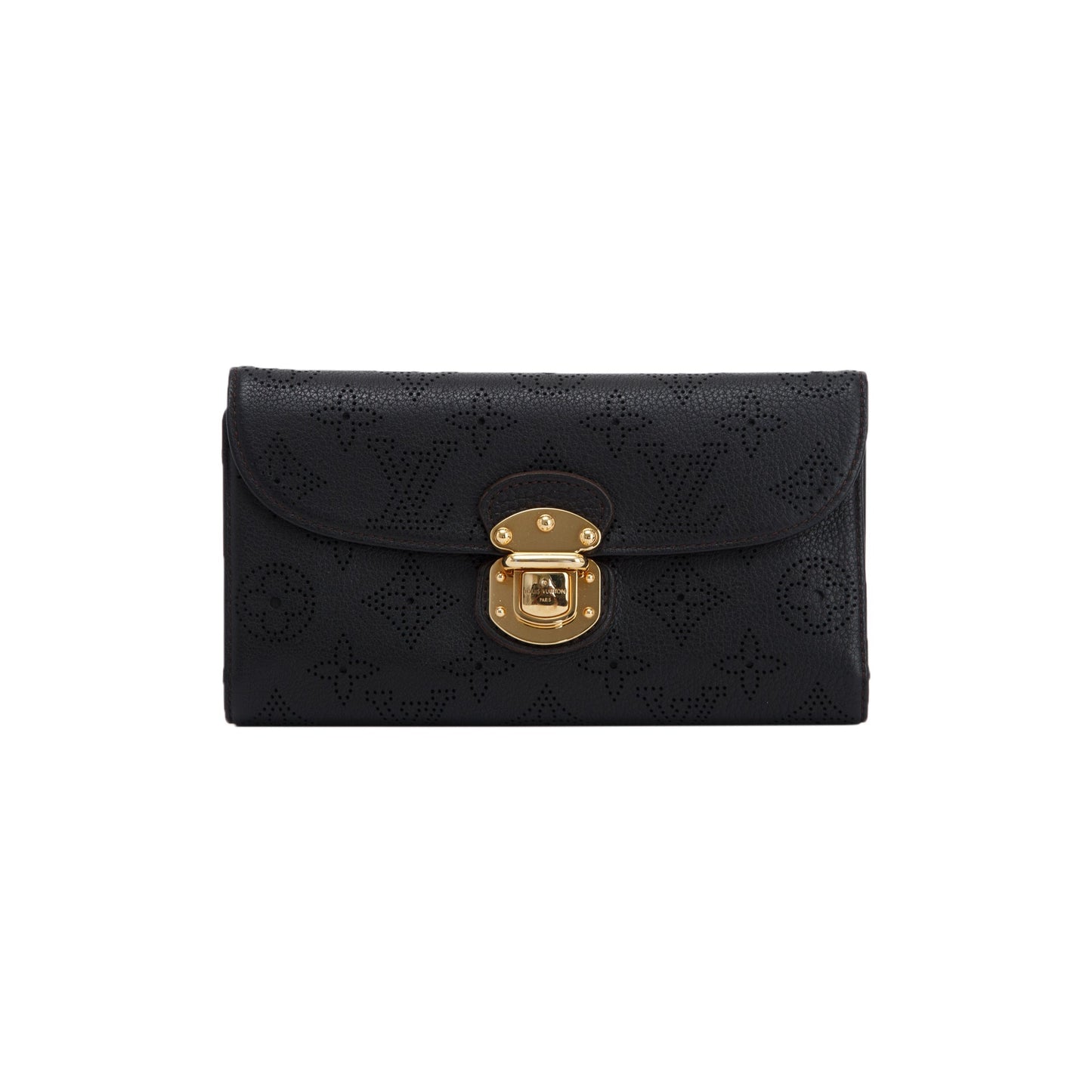 Louis Vuitton Black Monogram Mahina Leather Amelia Wallet