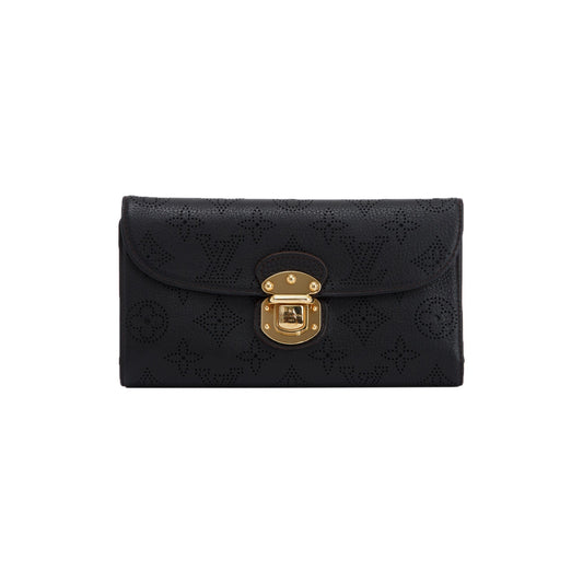 Louis Vuitton Black Monogram Mahina Leather Amelia Wallet