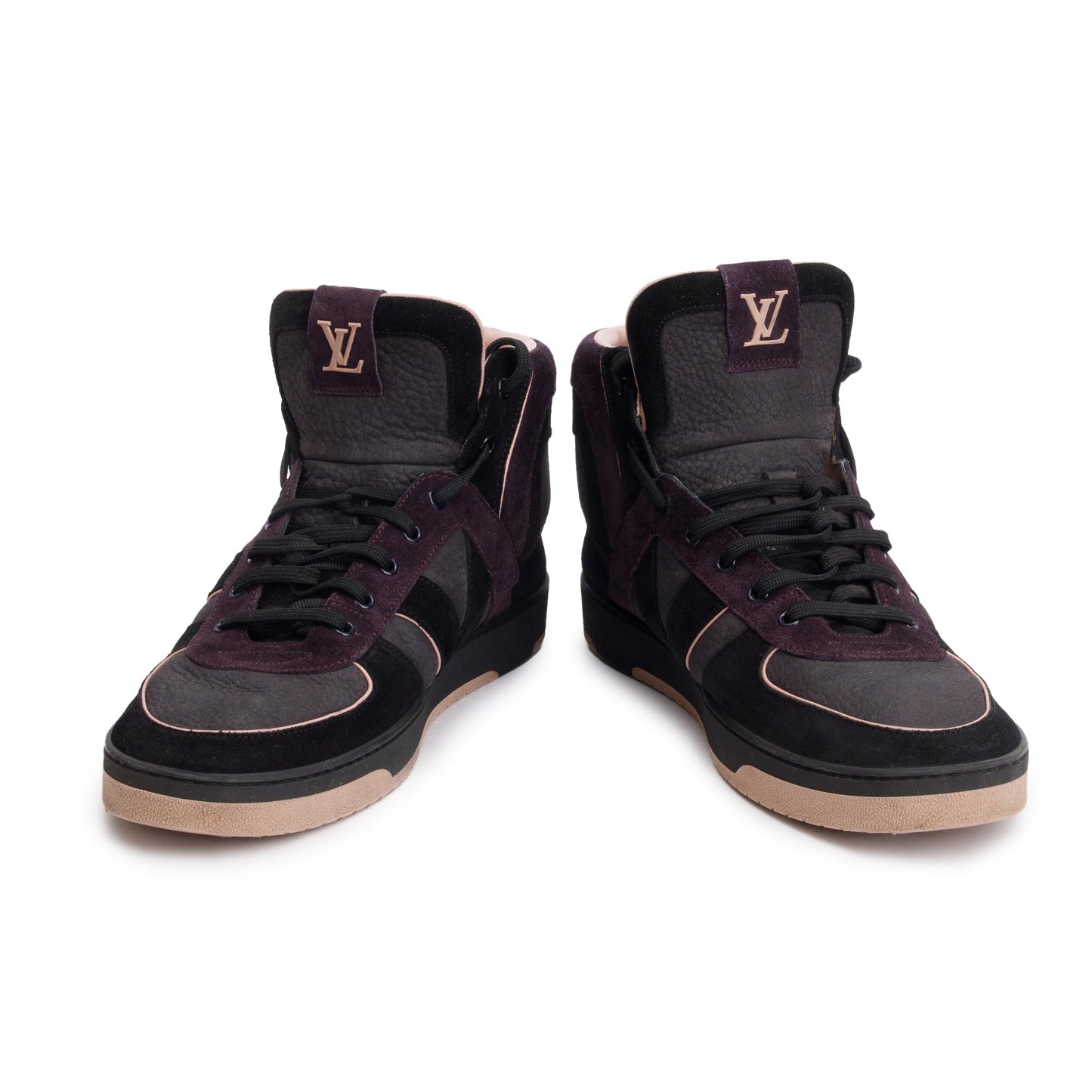 Louis Vuitton Black & Purple Suede Tribe High-Top Sneakers, Size 9