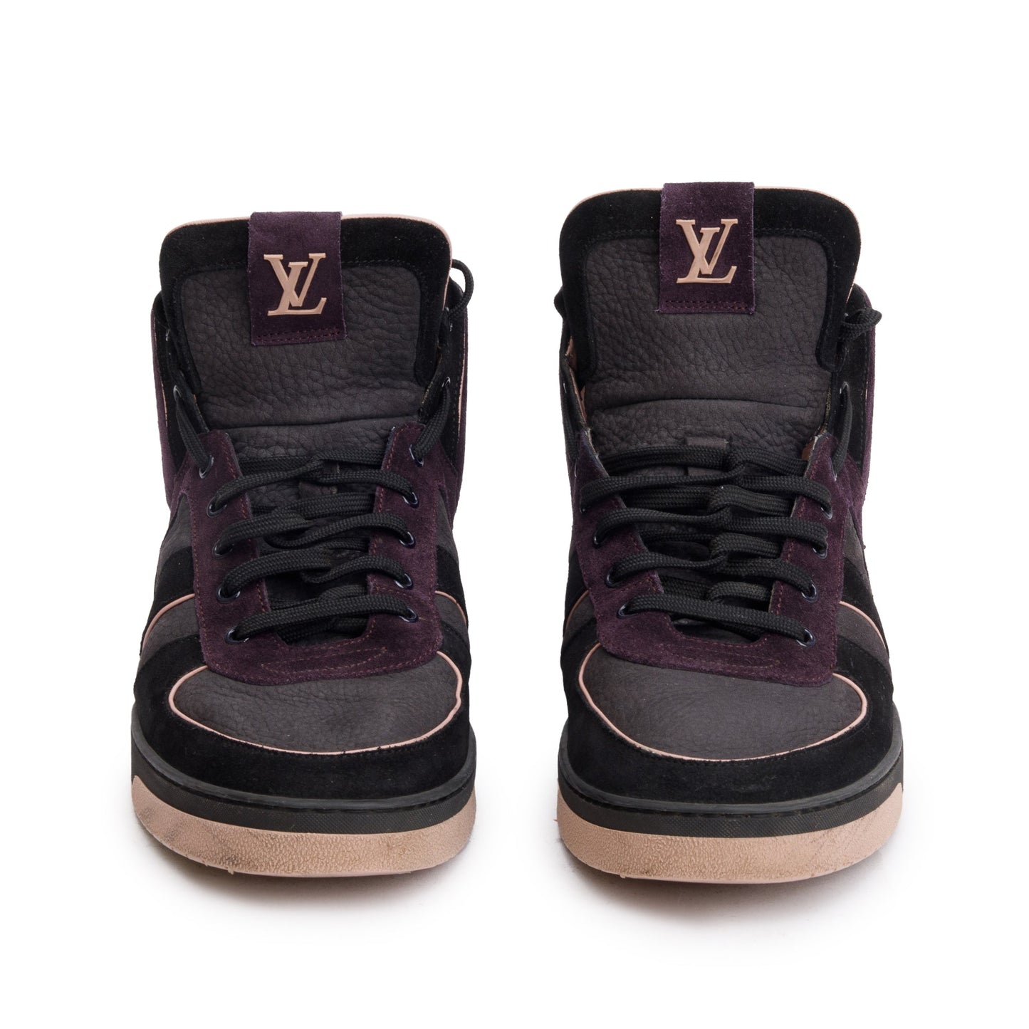 Louis Vuitton Black & Purple Suede Tribe High-Top Sneakers, Size 9