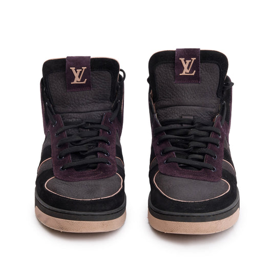 Louis Vuitton Black & Purple Suede Tribe High-Top Sneakers, Size 9