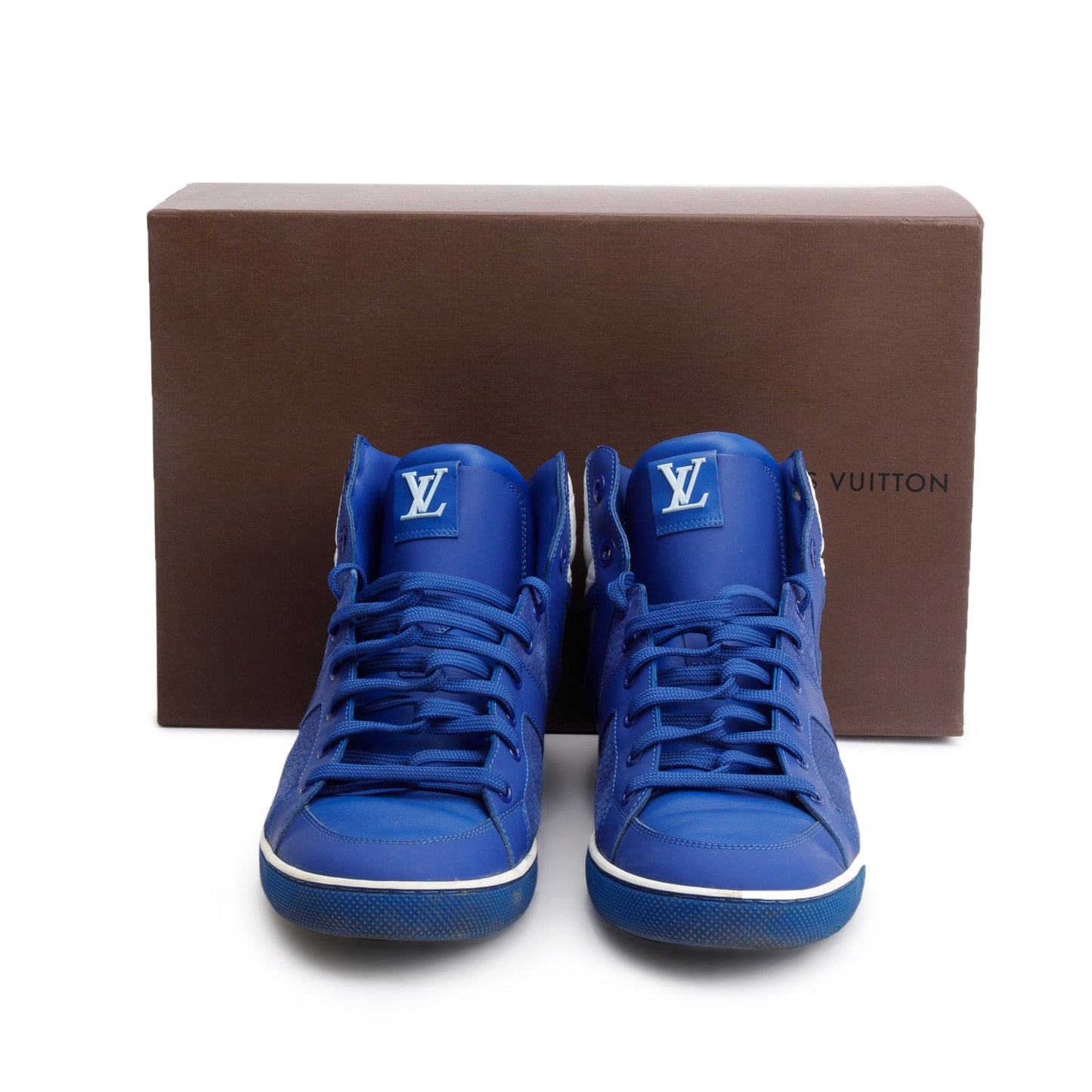 Louis Vuitton Blue Leather AW2012 High-Top Sneakers, Size 8.5