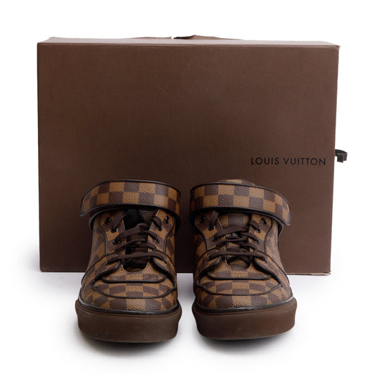 Louis Vuitton Brown Damier Ebene Canvas Acapulco Mid-Top Sneakers, Size 9
