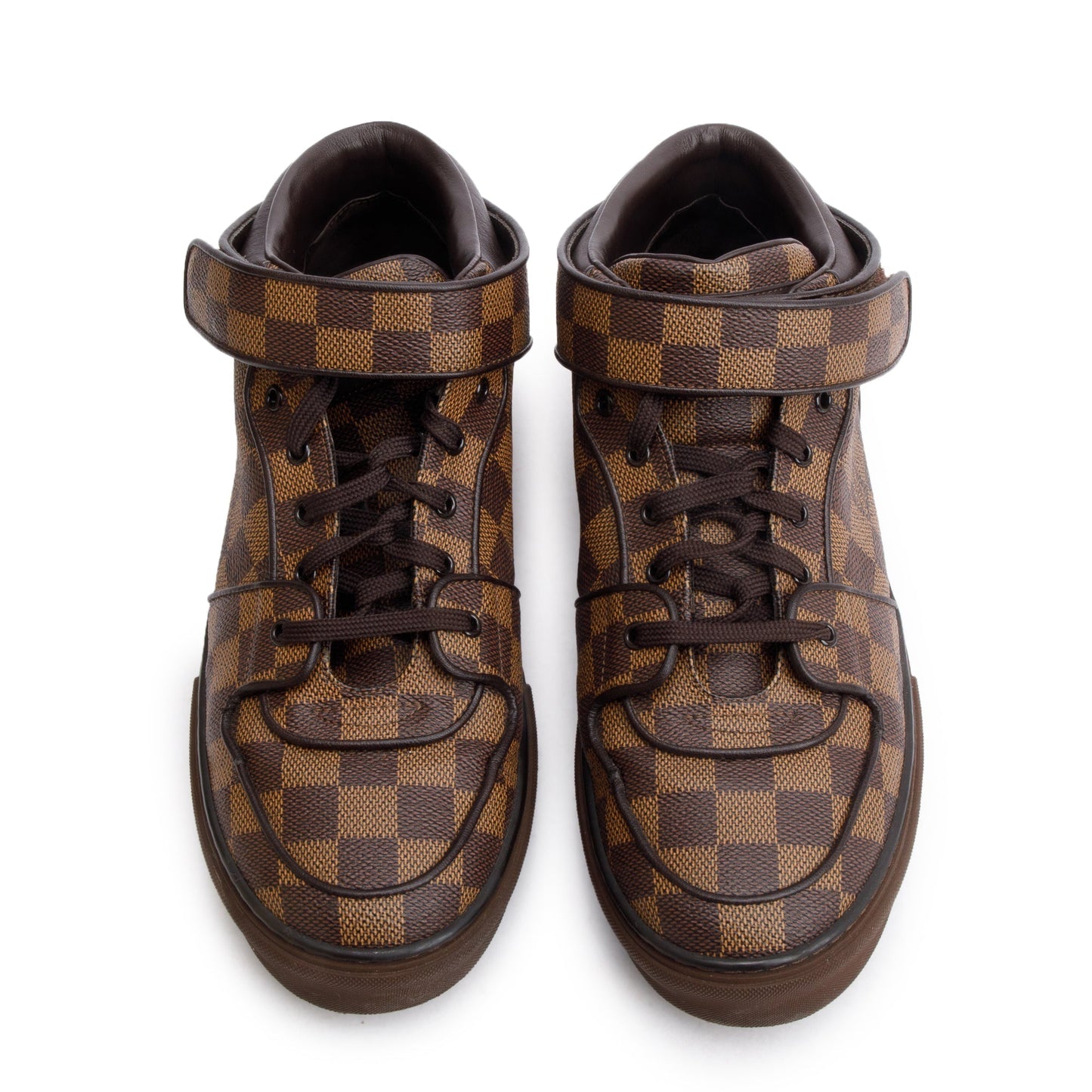 Louis Vuitton Brown Damier Ebene Canvas Acapulco Mid-Top Sneakers, Size 9