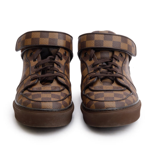 Louis Vuitton Brown Damier Ebene Canvas Acapulco Mid-Top Sneakers, Size 9