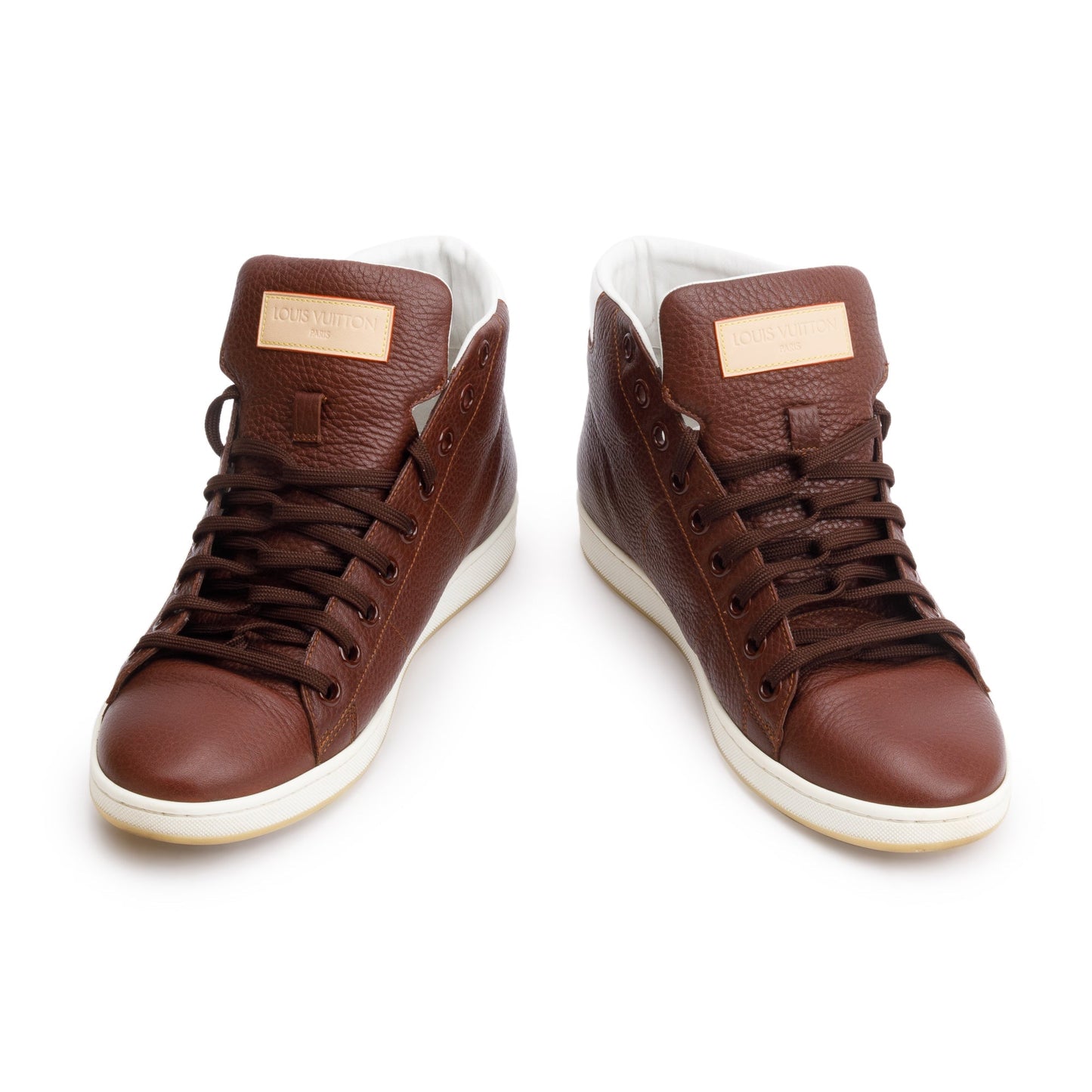 Louis Vuitton Brown Leather Surfside High-Top Sneakers, Size 8