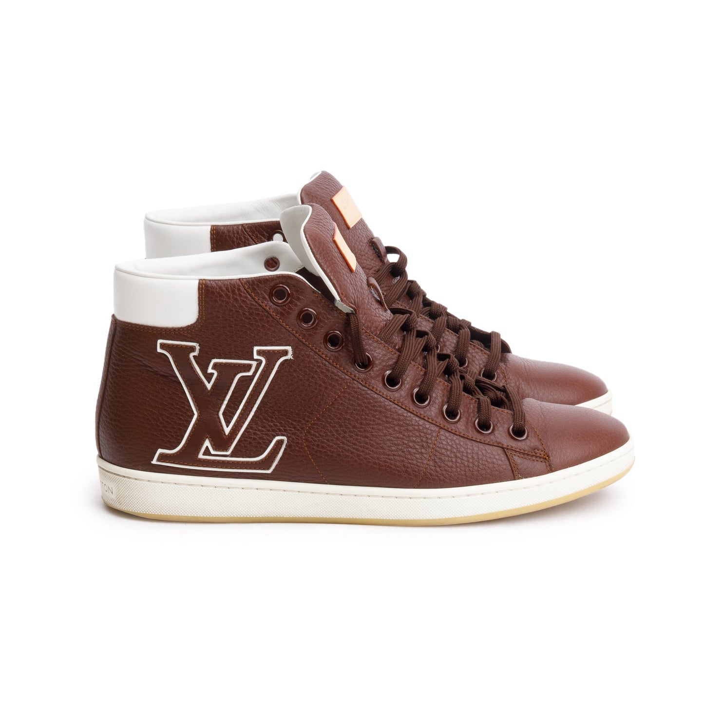 Louis Vuitton Brown Leather Surfside High-Top Sneakers, Size 8