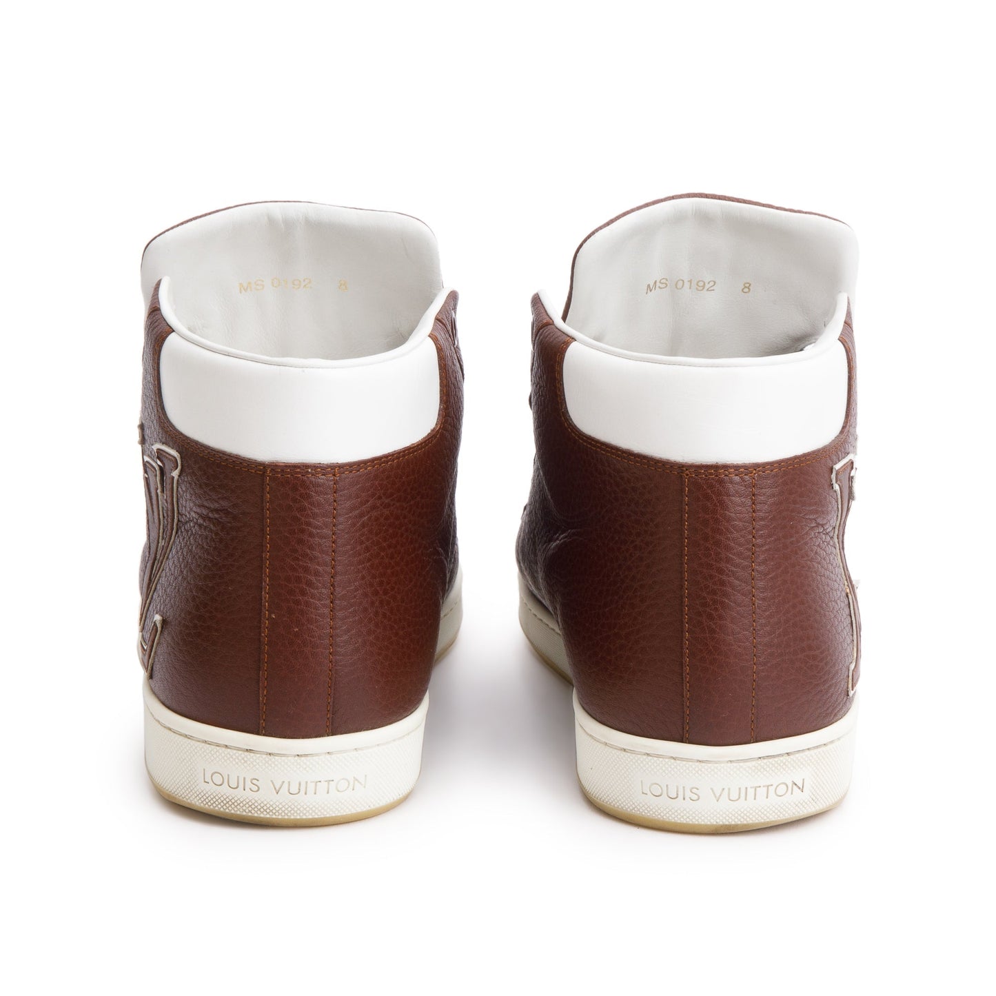 Louis Vuitton Brown Leather Surfside High-Top Sneakers, Size 8