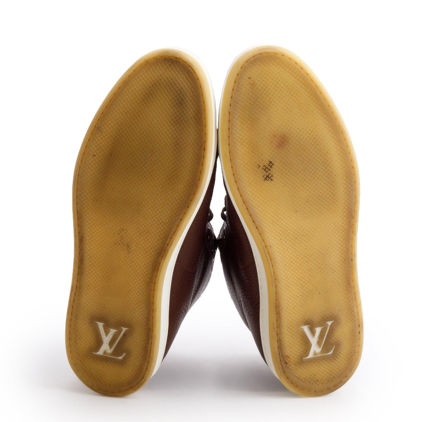 Louis Vuitton Brown Leather Surfside High-Top Sneakers, Size 8