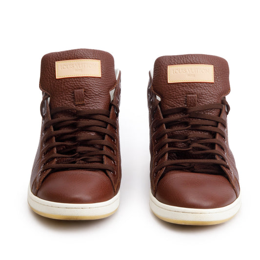 Louis Vuitton Brown Leather Surfside High-Top Sneakers, Size 8