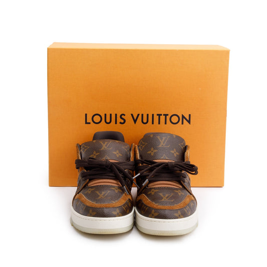 Louis Vuitton Brown Monogram Canvas Suede Calf LV Trainer Sneakers, Size 6