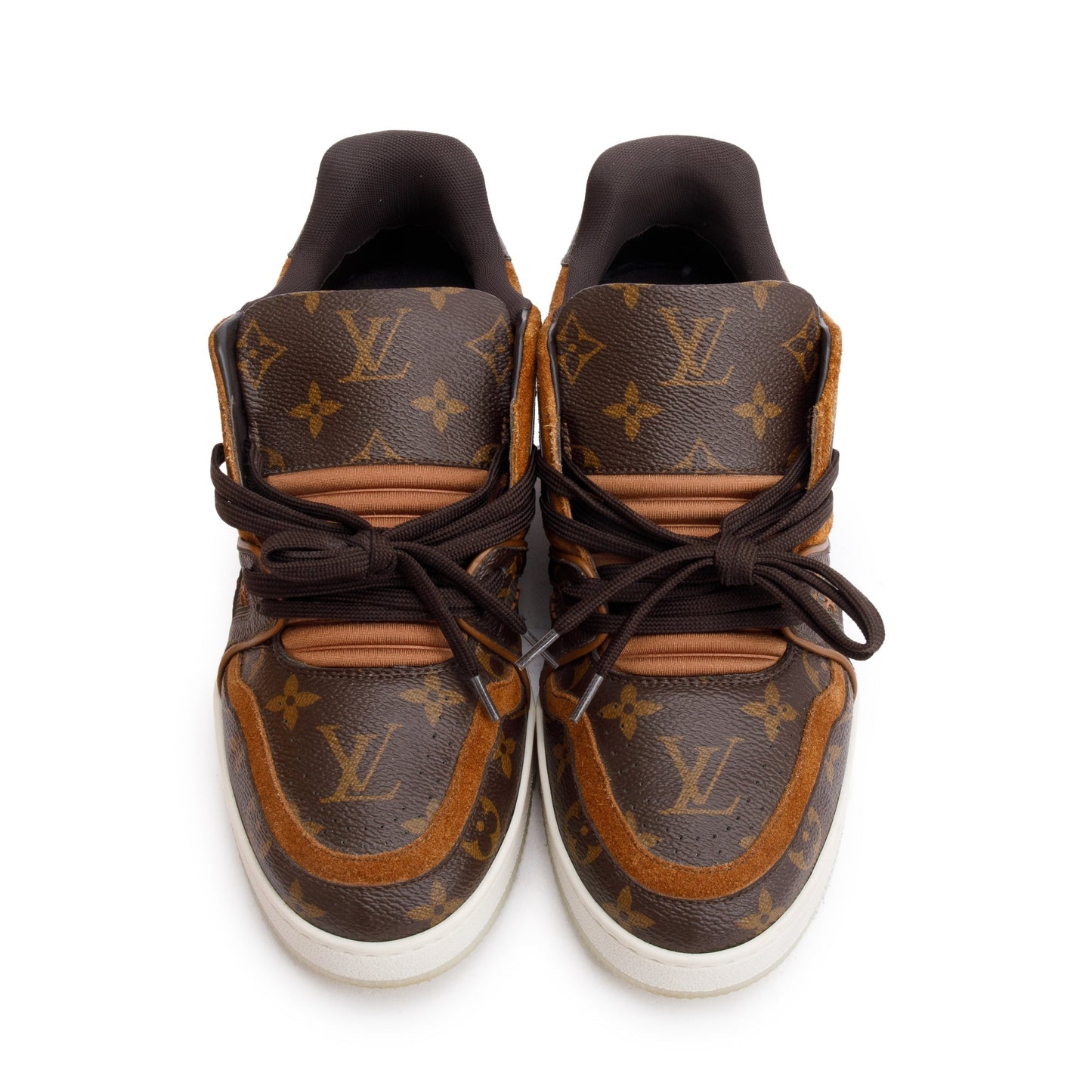 Louis Vuitton Brown Monogram Canvas Suede Calf LV Trainer Sneakers, Size 6