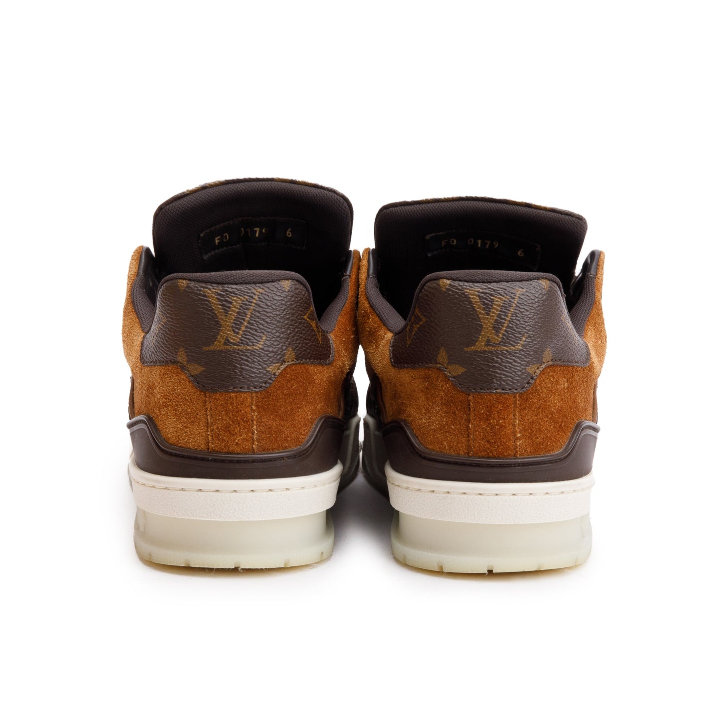 Louis Vuitton Brown Monogram Canvas Suede Calf LV Trainer Sneakers, Size 6