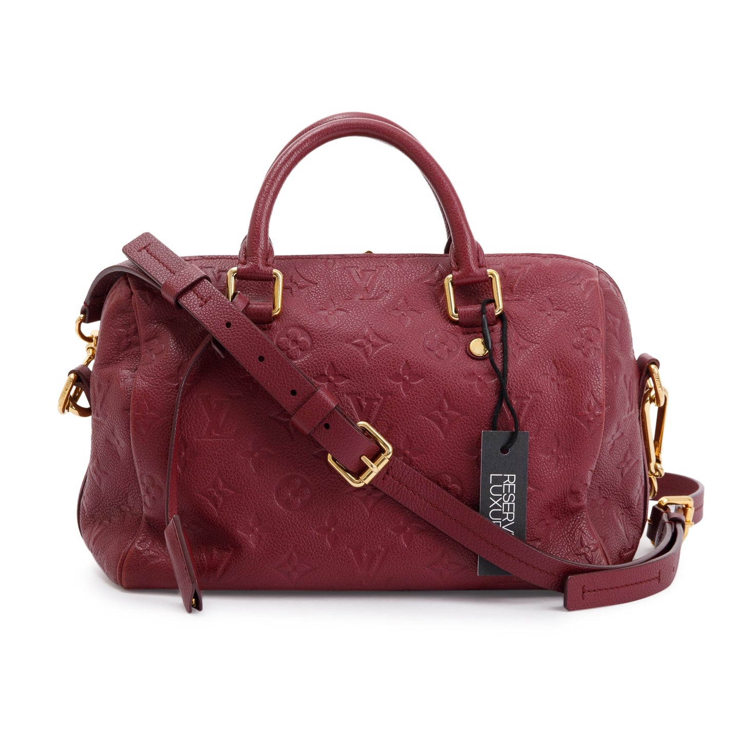 Louis Vuitton Burgundy Monogram Empreinte Leather Speedy Bandouliere 25