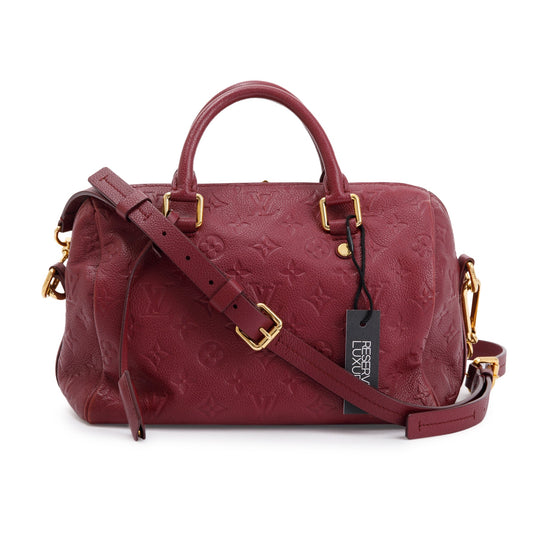 Louis Vuitton Burgundy Monogram Empreinte Leather Speedy Bandouliere 25