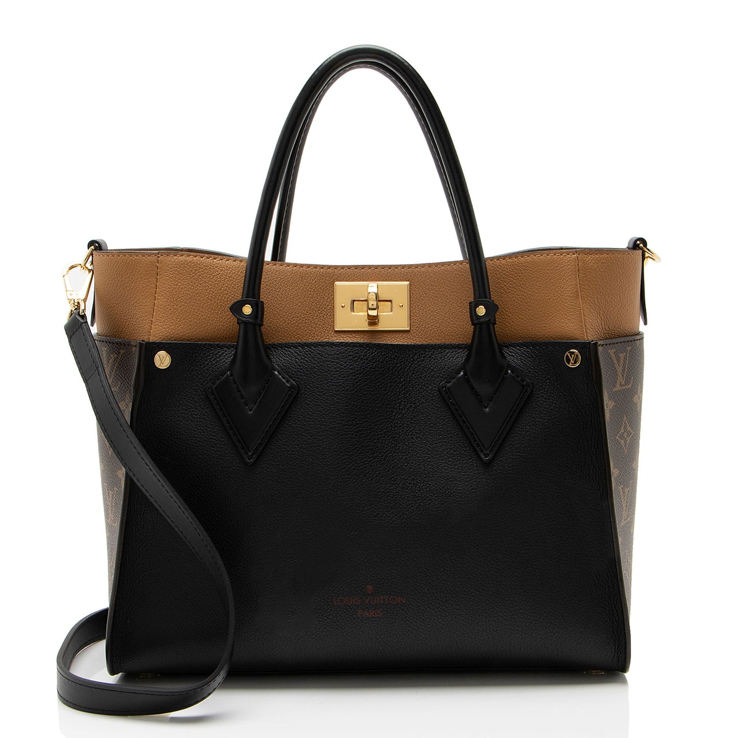 Louis Vuitton Calfskin Monogram Canvas On My Side MM Tote