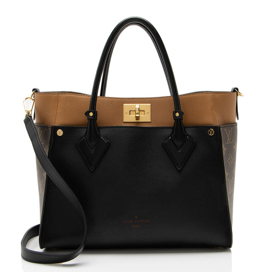 Louis Vuitton Calfskin Monogram Canvas On My Side MM Tote