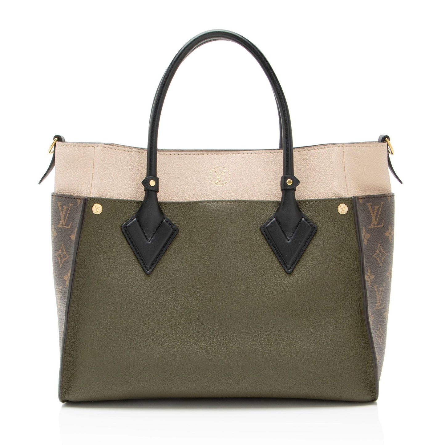 Louis Vuitton Calfskin Monogram Canvas On My Side MM Tote