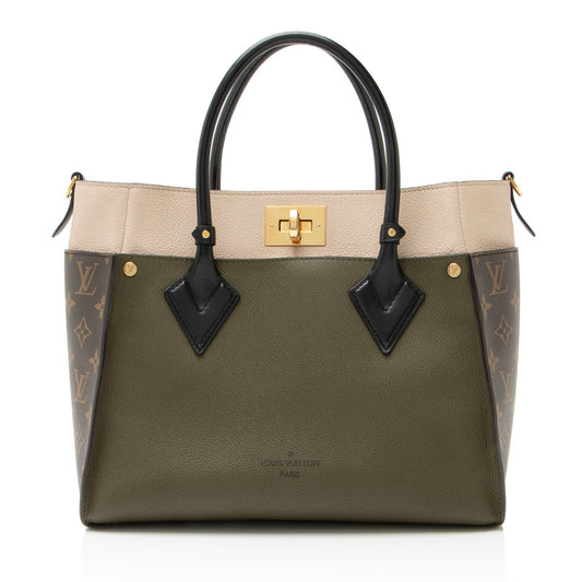 Louis Vuitton Calfskin Monogram Canvas On My Side MM Tote
