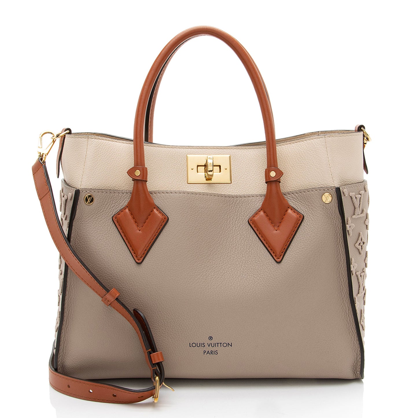 Louis Vuitton Calfskin Tufted Monogram On My Side MM Tote