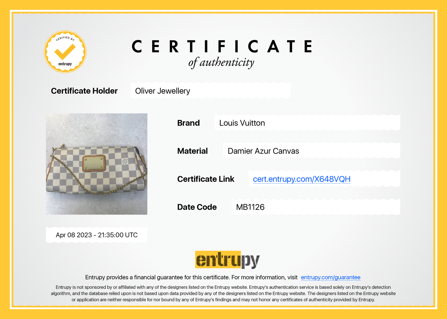 Louis Vuitton Damier Azur Eva Clutch