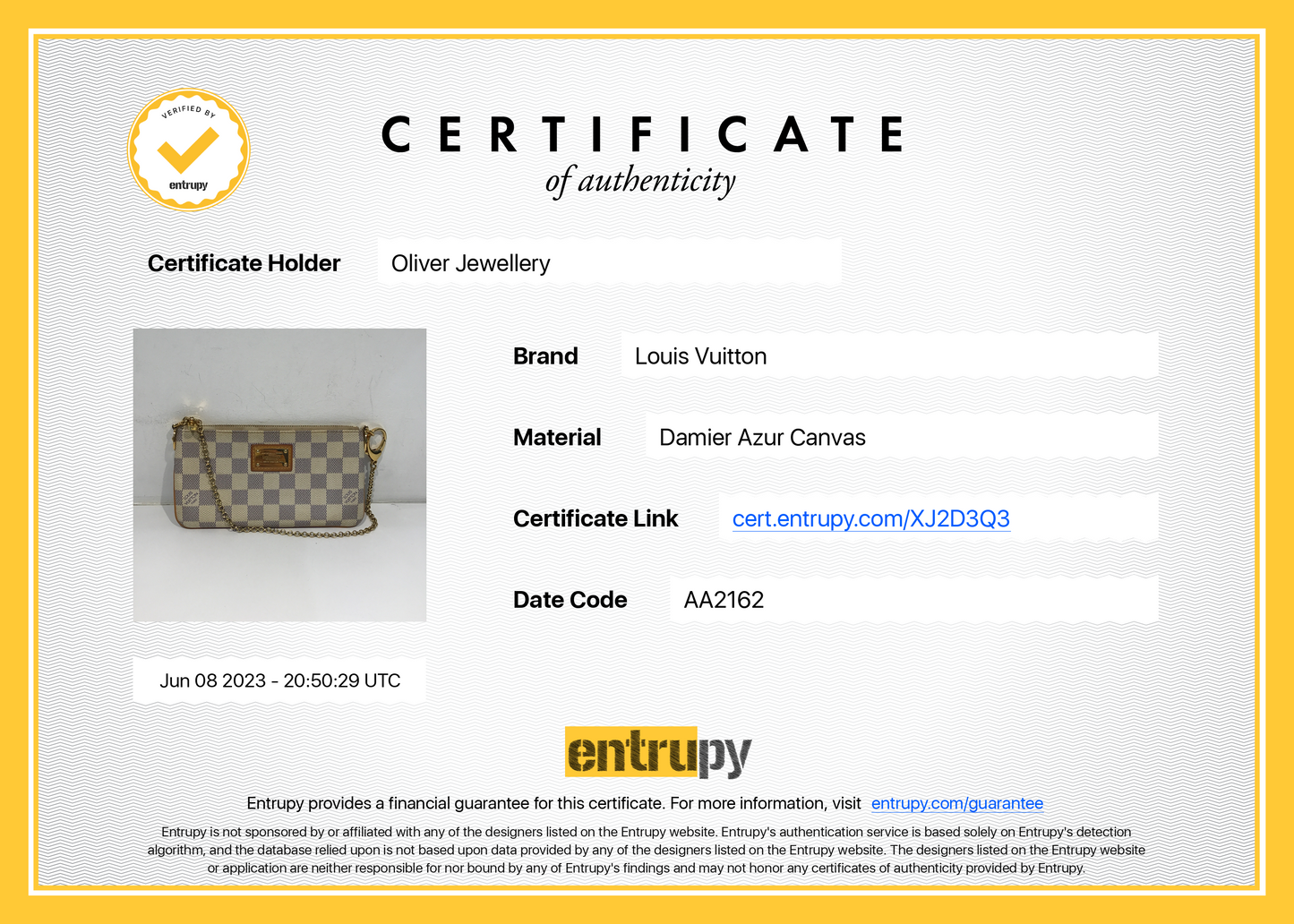 Louis Vuitton Damier Azur Pochette Milla MM