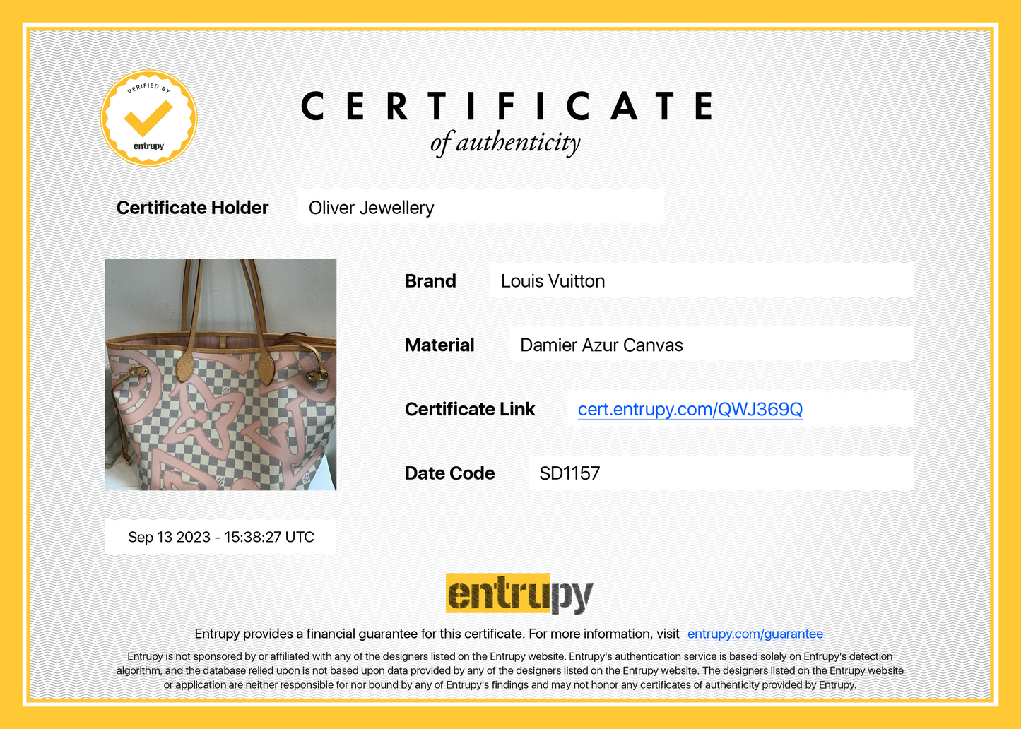 Louis Vuitton Damier Azur Tahitienne Neverfull MM