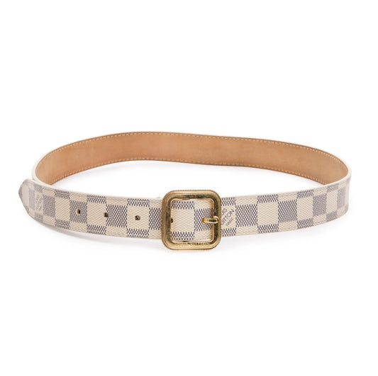 Louis Vuitton Damier Azur Tresor 30MM Belt, Size 85 34