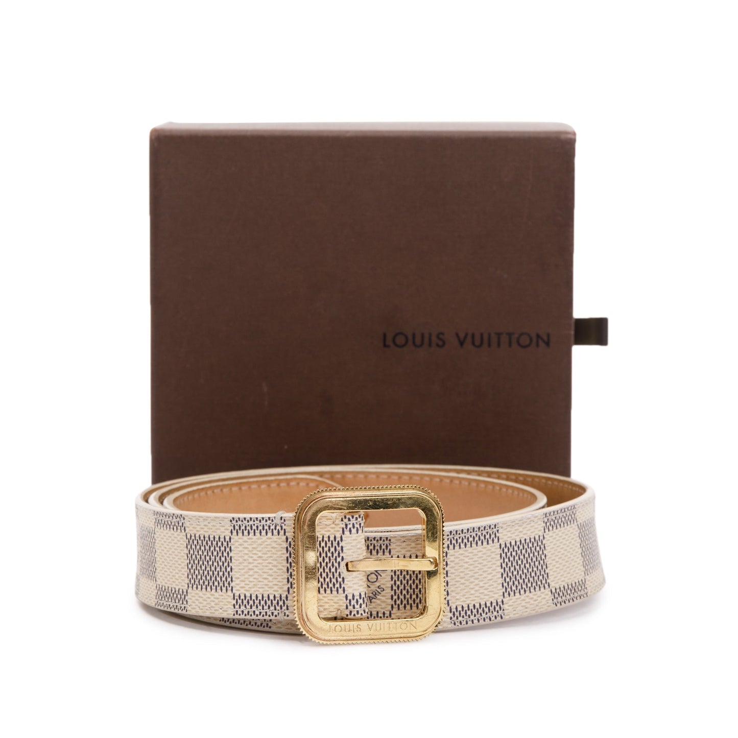 Louis Vuitton Damier Azur Tresor 30MM Belt, Size 85 34