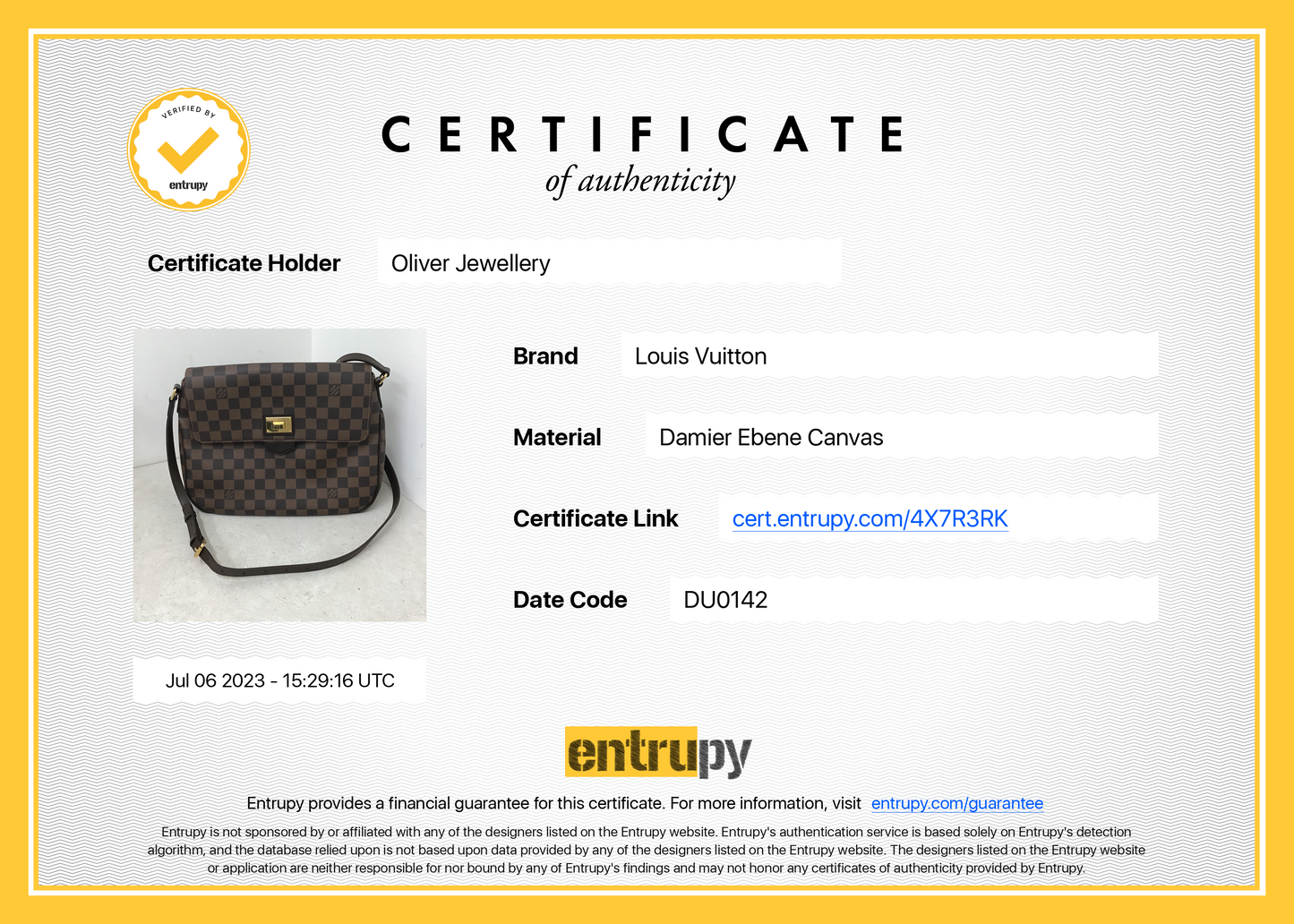 Louis Vuitton Damier Ebene Besace Rosebery Bag