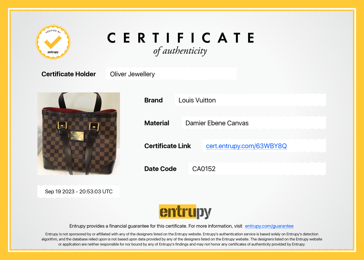 Louis Vuitton Damier Ebene Hampstead MM