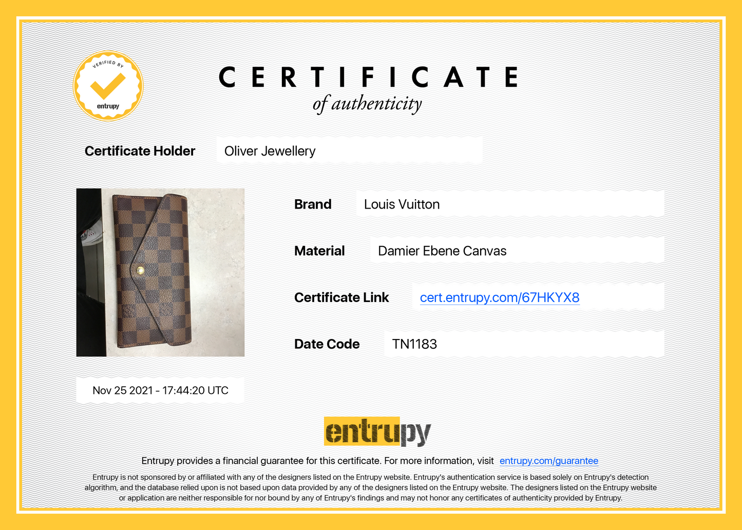 Louis Vuitton Damier Ebene Josephine Wallet