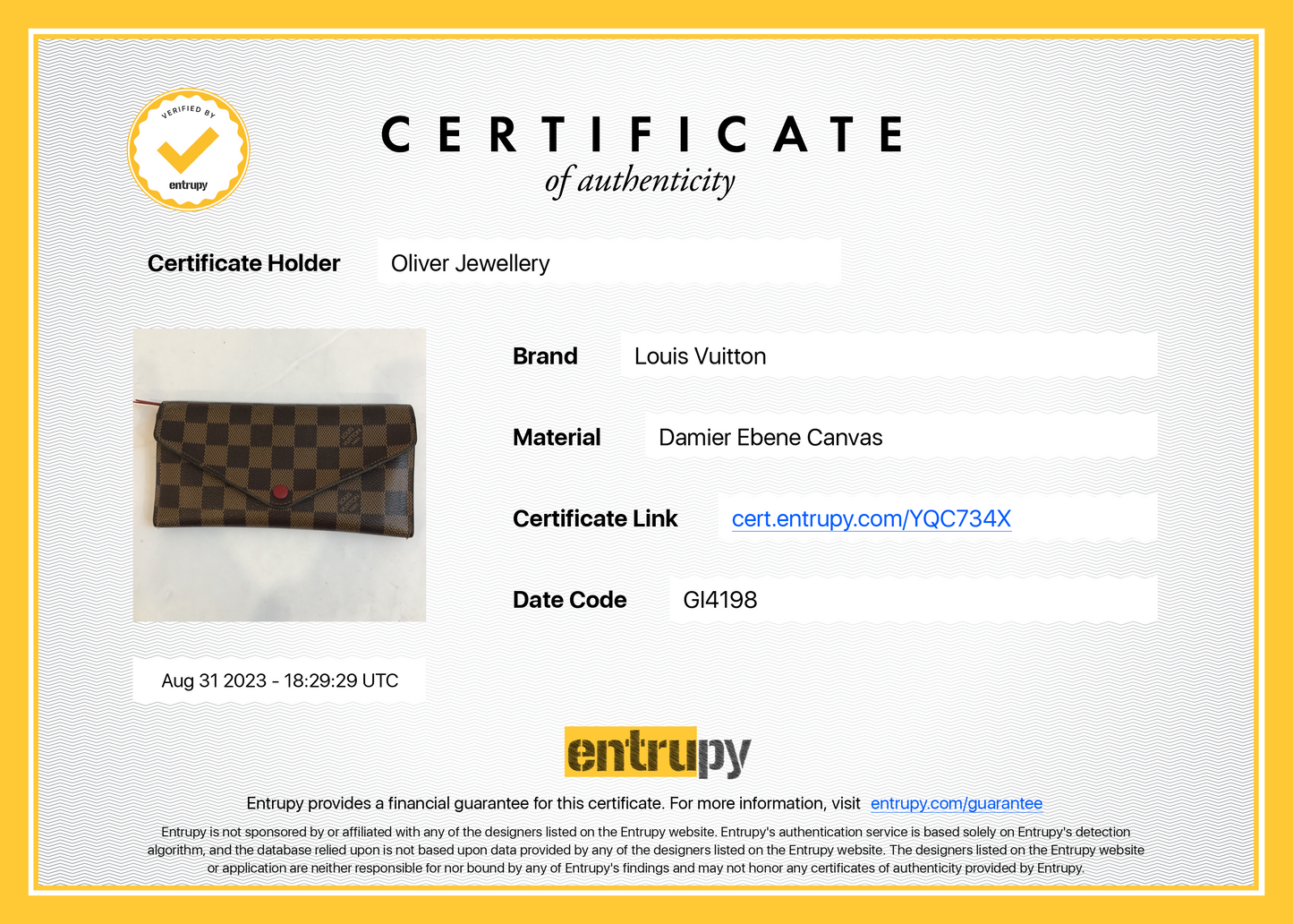Louis Vuitton Damier Ebene Josephine Wallet