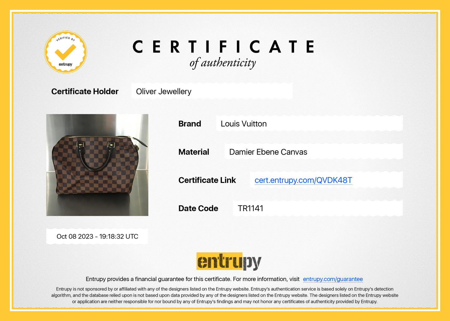 Louis Vuitton Damier Ebene Speedy 30