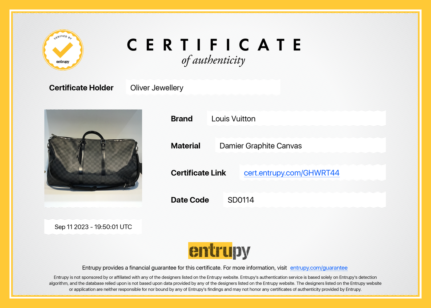 Louis Vuitton Damier Graphite Keepall Bandouliere 55