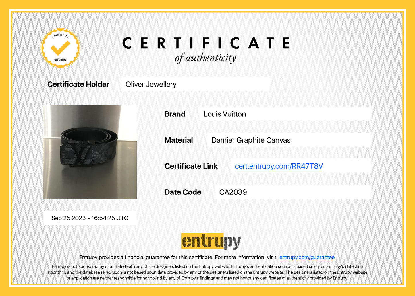 Louis Vuitton Damier Graphite LV Initiales 40MM Belt, Size 85 34