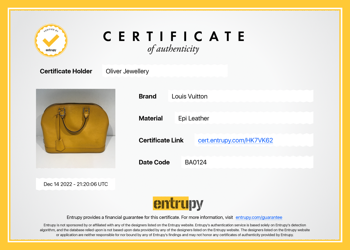 Louis Vuitton Epi Leather Alma PM