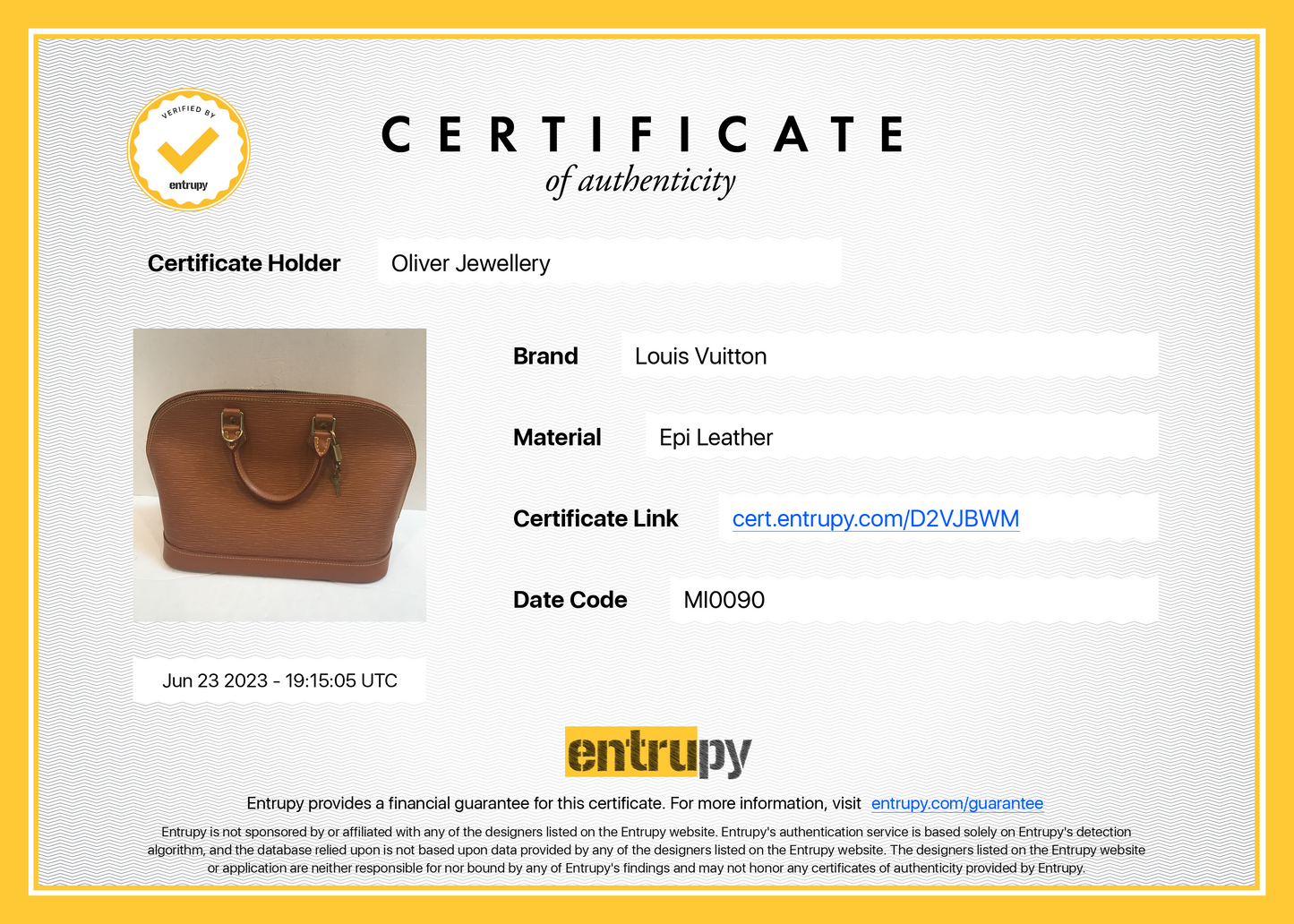 Louis Vuitton Epi Leather Alma PM