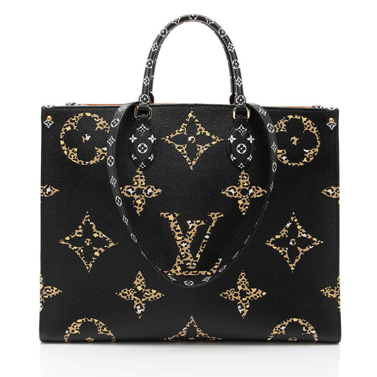 Louis Vuitton Giant Monogram Canvas Jungle Onthego GM Tote (SHF-UZF7TB)