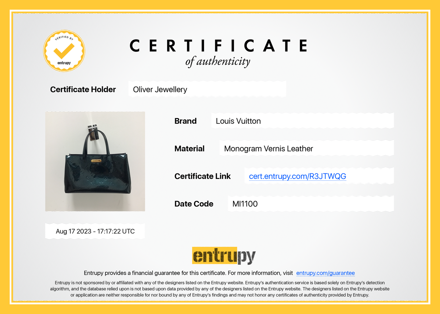 Louis Vuitton Green Monogram Vernis Wilshire PM