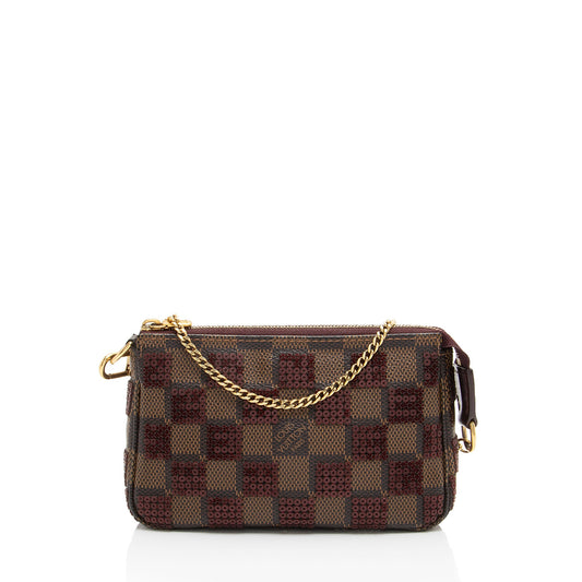 Louis Vuitton Limited Edition Damier Ebene Paillettes Mini Accessoires Pochette (SHF-SH58wT)