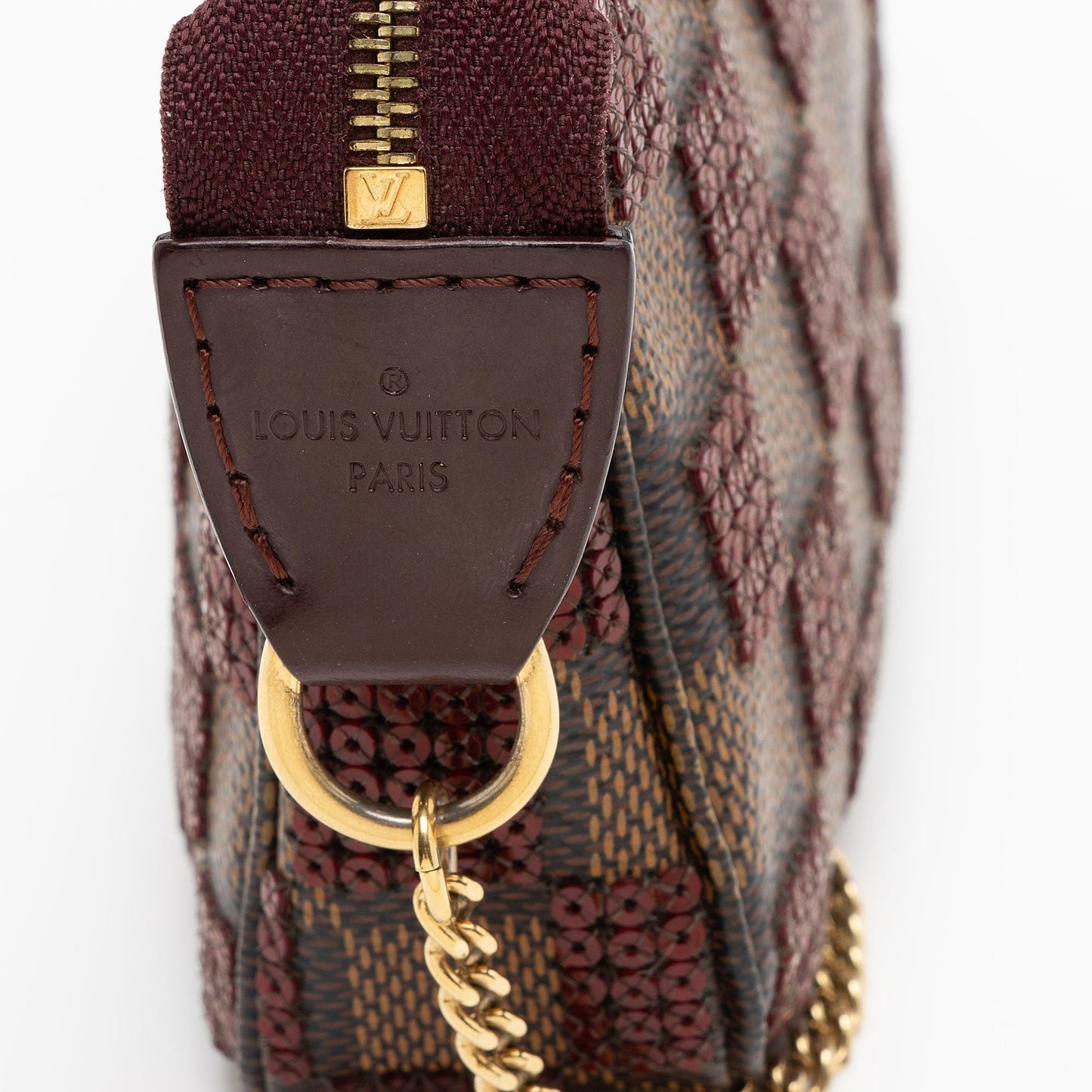 Louis Vuitton Limited Edition Damier Ebene Paillettes Mini Accessoires Pochette (SHF-SH58wT)