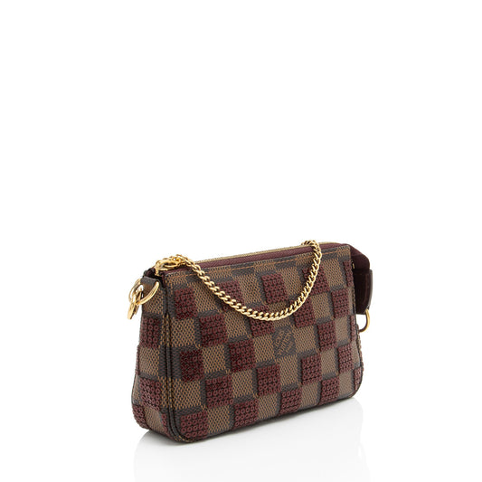 Louis Vuitton Limited Edition Damier Ebene Paillettes Mini Accessoires Pochette (SHF-SH58wT)