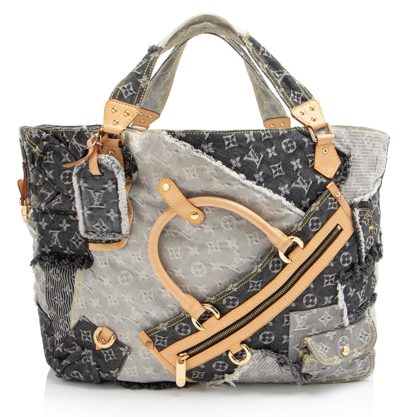 Louis Vuitton Limited Edition Monogram Denim Patchwork Cabby Tote