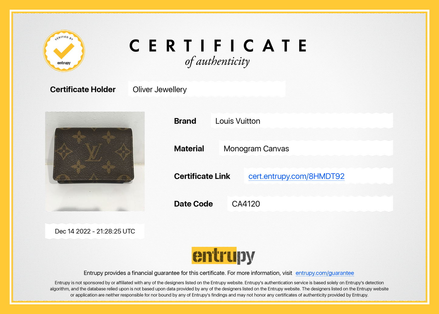 Louis Vuitton Monogram Business Card Holder