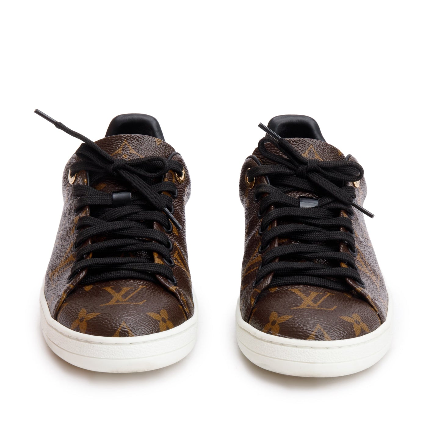 Louis Vuitton Monogram Canvas Black Patent Leather Frontrow Sneakers, Size 36