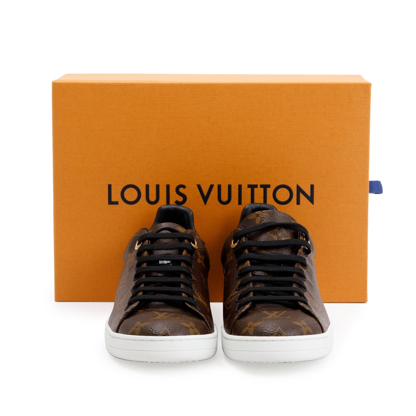 Louis Vuitton Monogram Canvas Black Patent Leather Frontrow Sneakers, Size 39